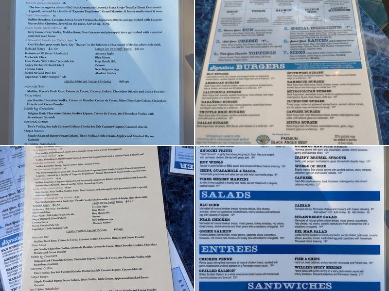 Blu Burger Grille Menu