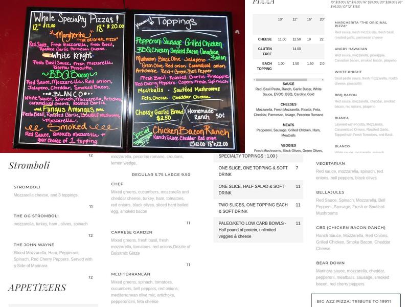 Broadway Pizza Cafe Menu