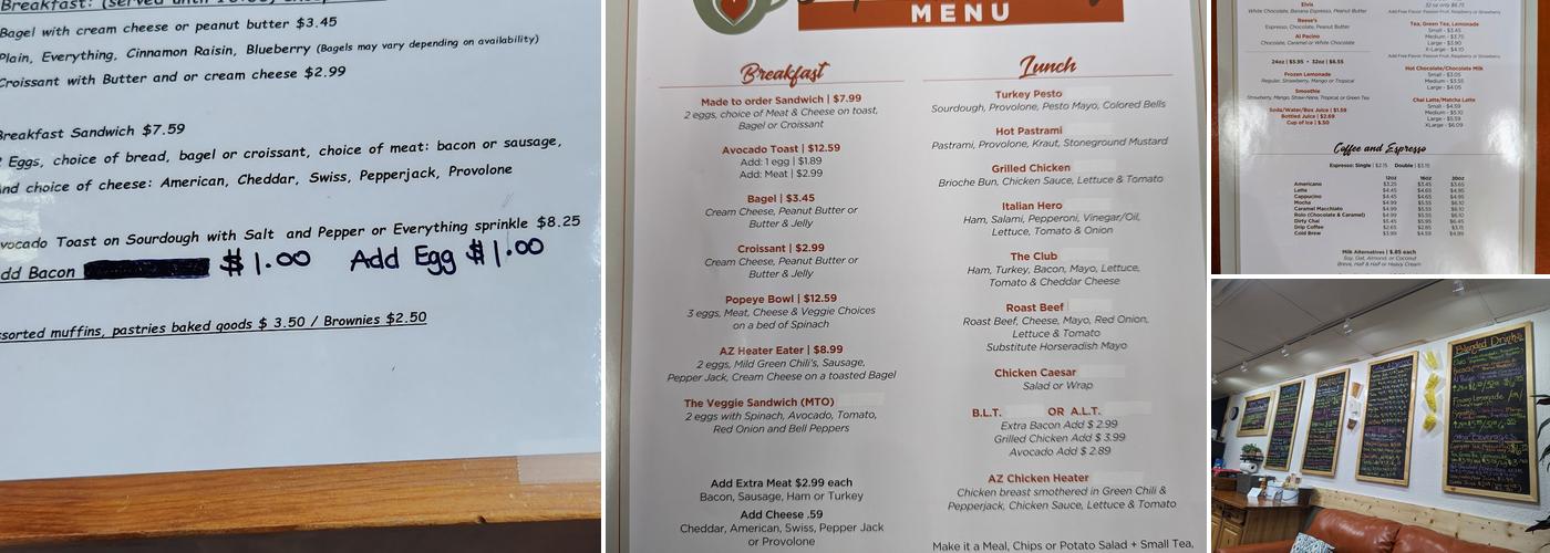 Drip 'N' Munch Cafe Menu