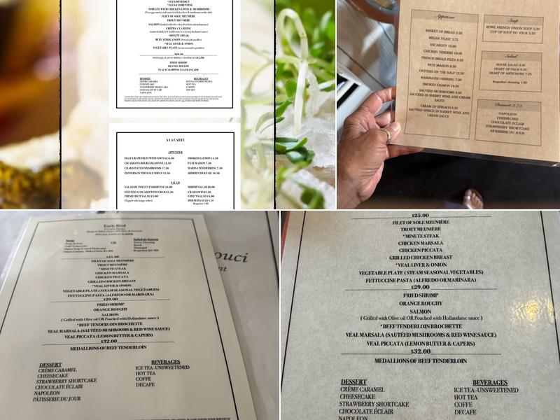 Le Sans Souci French Restaurant Menu