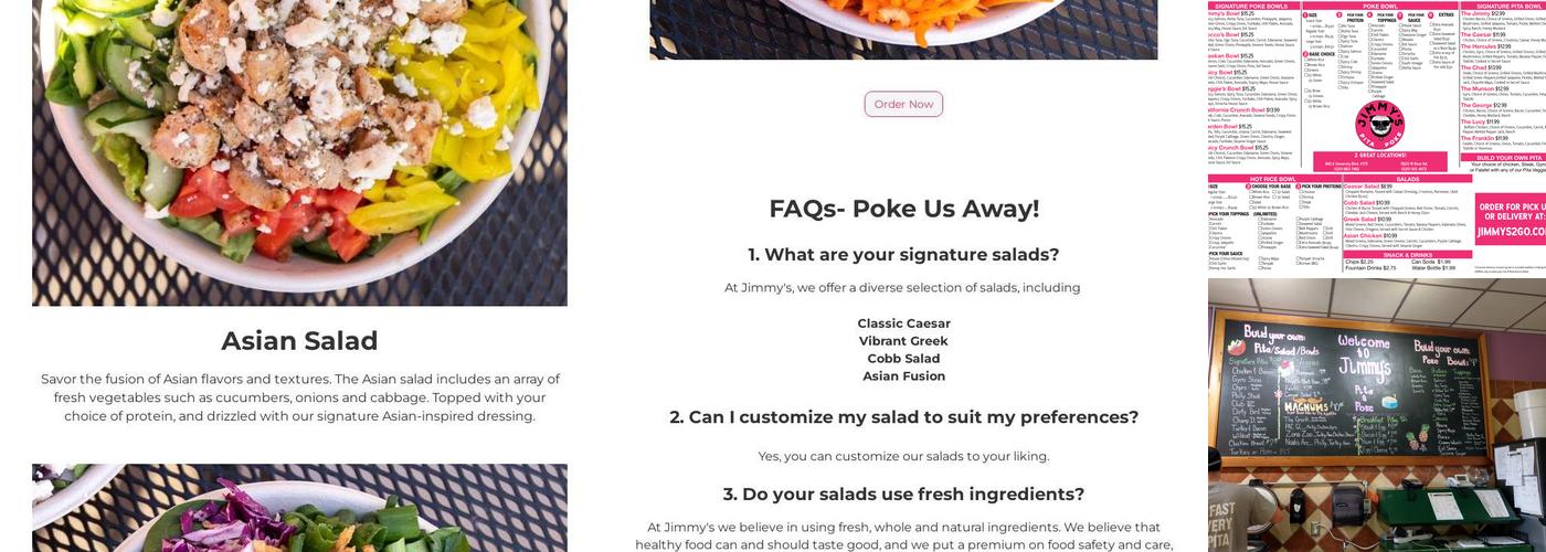 Jimmys Pita & Poke Menu