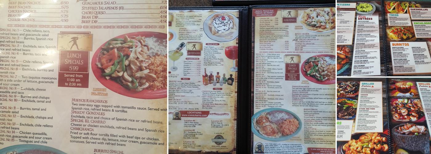 El Charro Menu