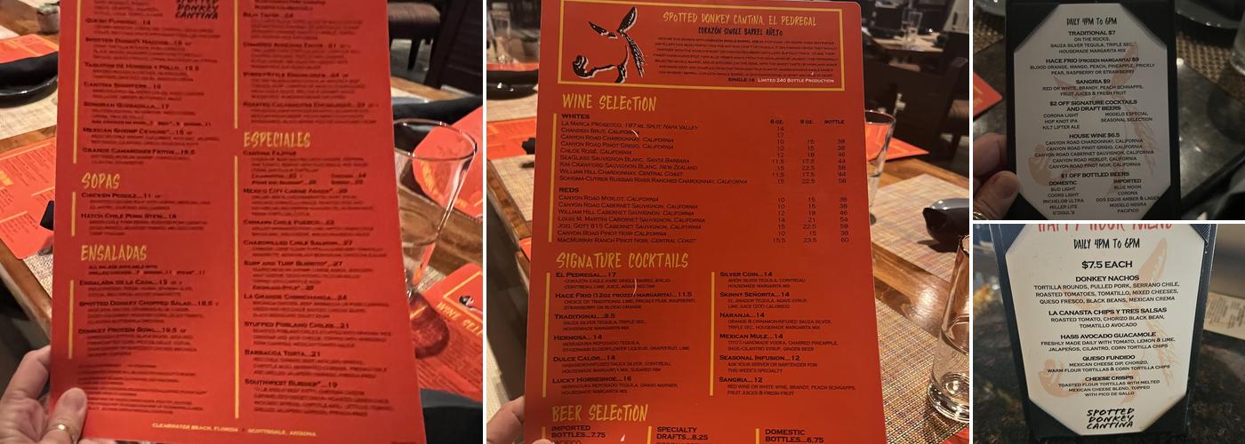 Spotted Donkey Cantina Menu