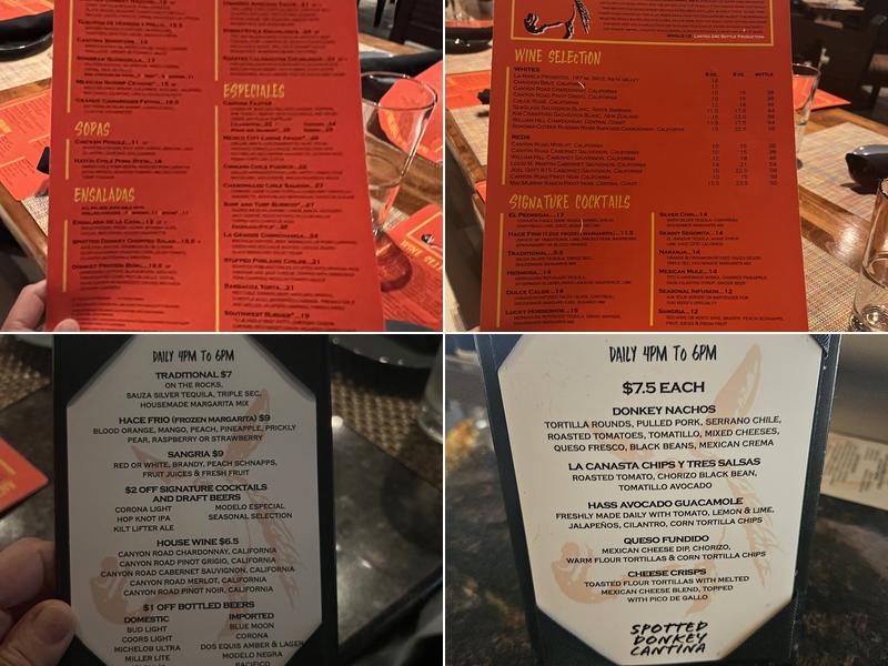 Spotted Donkey Cantina Menu