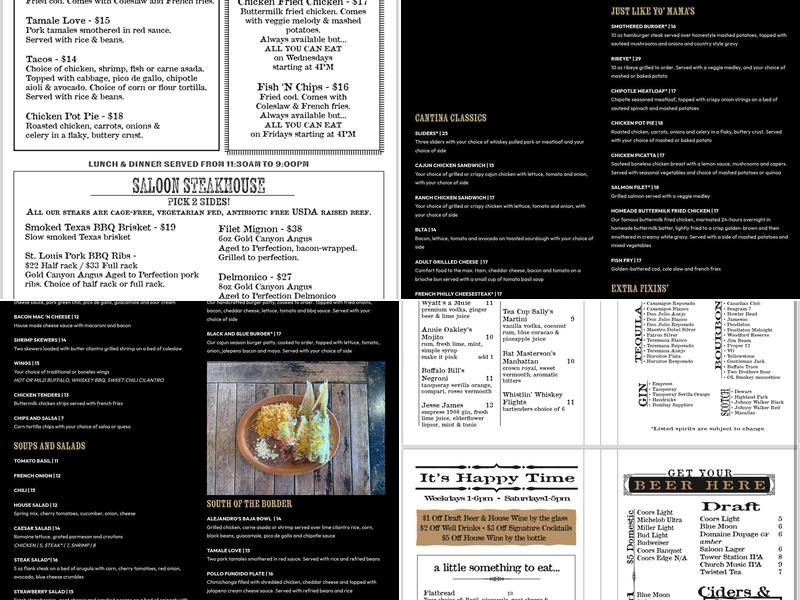 Heart & Soul Cafe & Saloon Menu