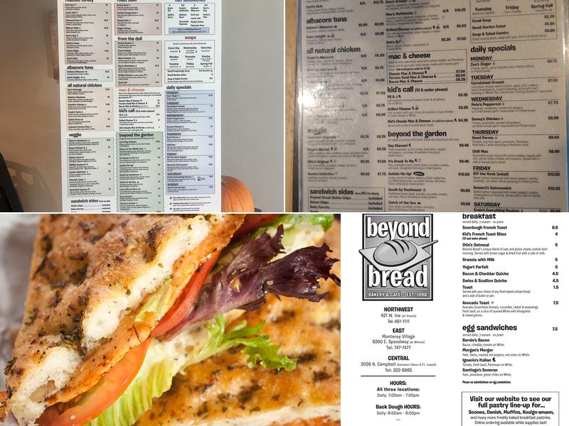 Beyond Bread Menu