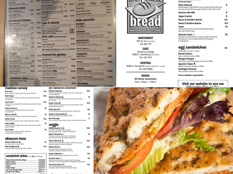 Beyond Bread Menu