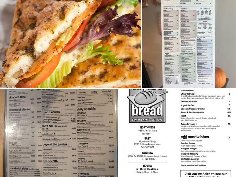Beyond Bread Menu