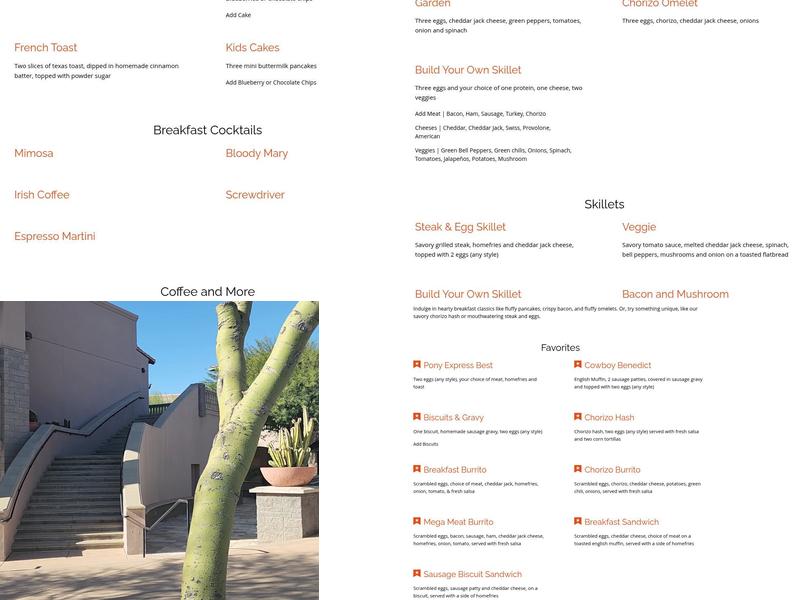 The Pony Express Café Menu