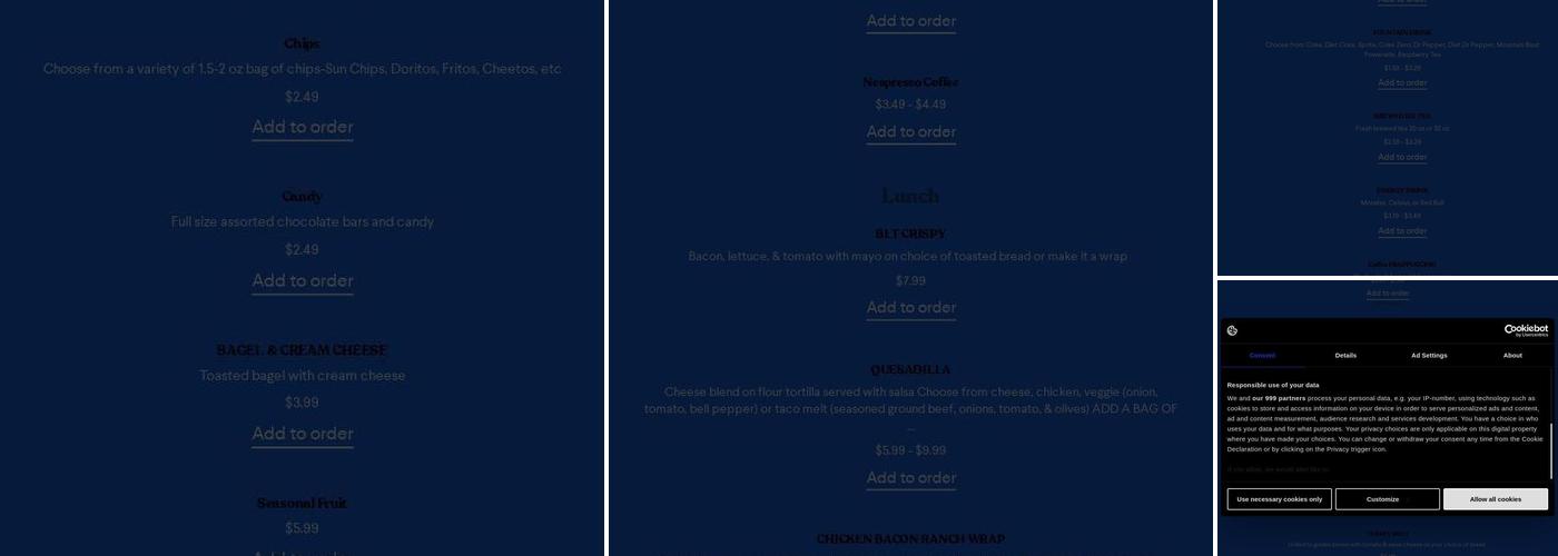 Corridors Cafe Menu