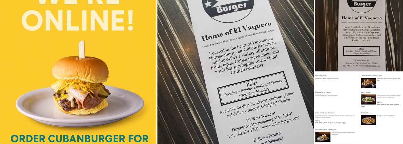 Cuban Burger Menu