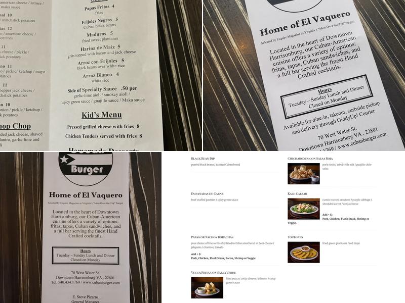 Cuban Burger Menu