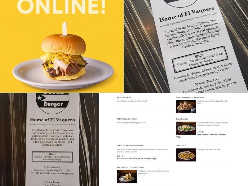 Cuban Burger Menu