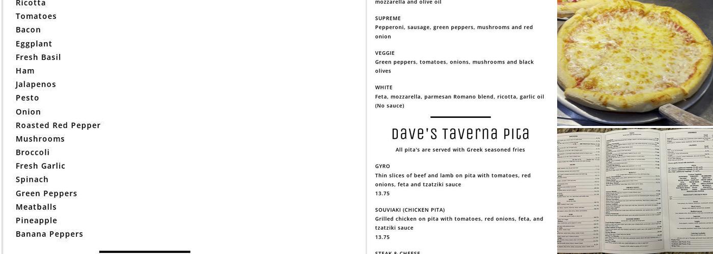 Francesco's Bridgewater Menu