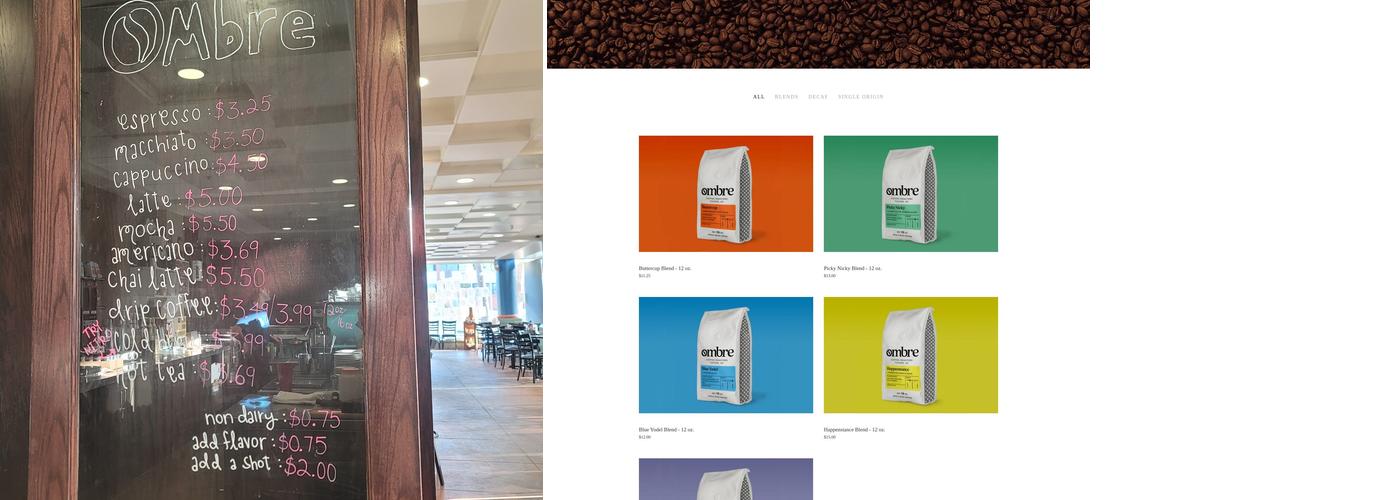 Ombre Coffee Menu