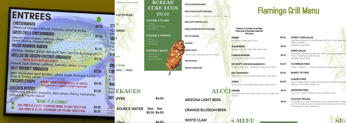 Flamingo Grill at Reid Park Zoo Menu