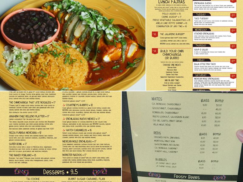 Jalapeño Inferno, Pinnacle Peak Menu