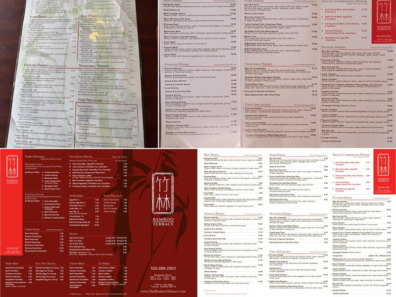 The Bamboo Terrace Menu