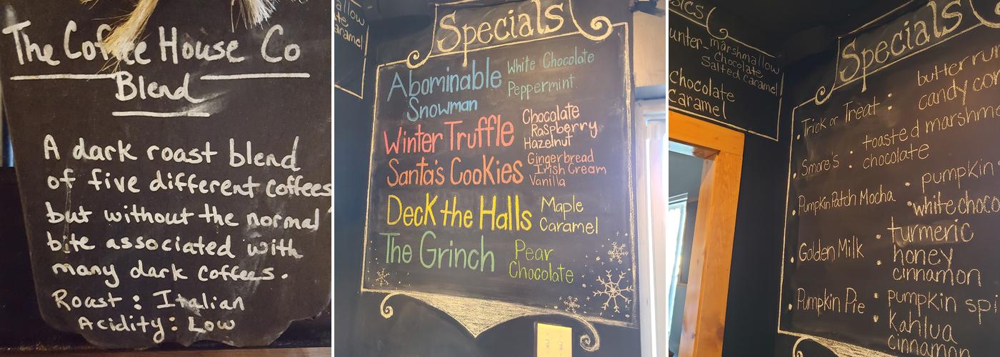 The CoffeeHouse and Salon Systems Menu