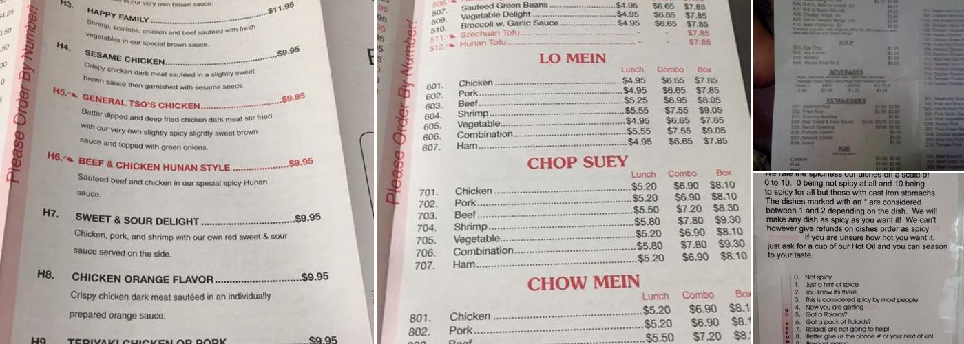 China Quick Menu