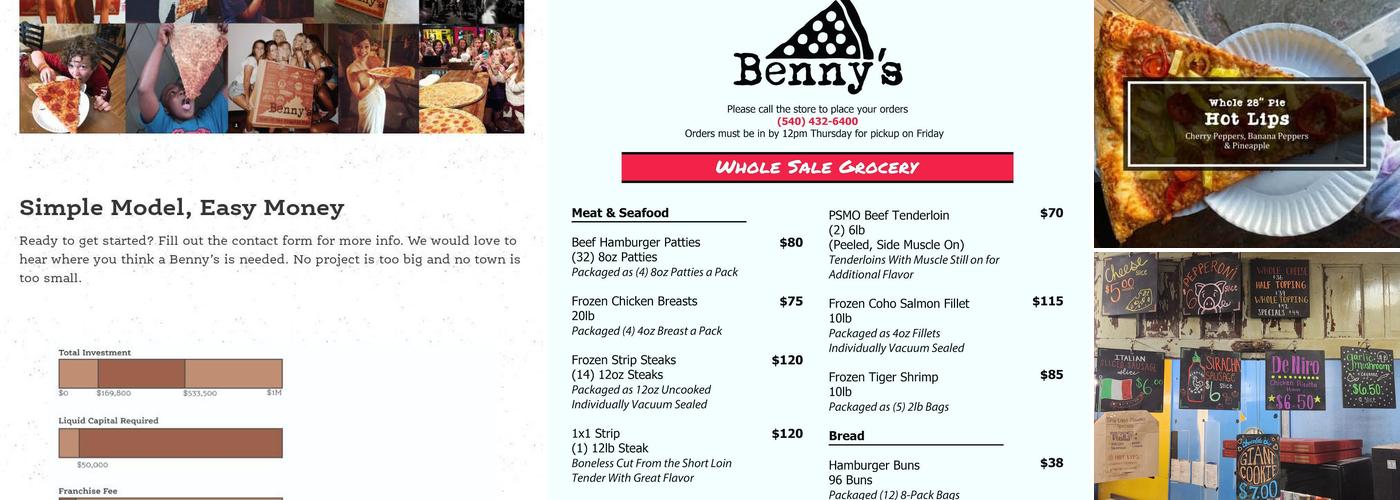 Benny Sorrentino's Menu
