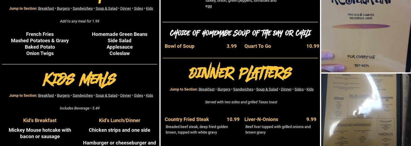 Rt 13 Diner Menu