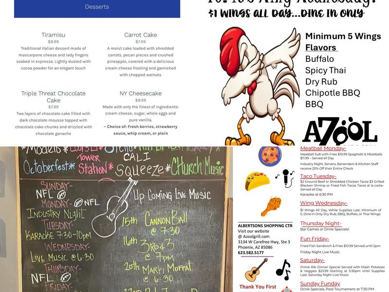 Azool Bar & Grill Menu