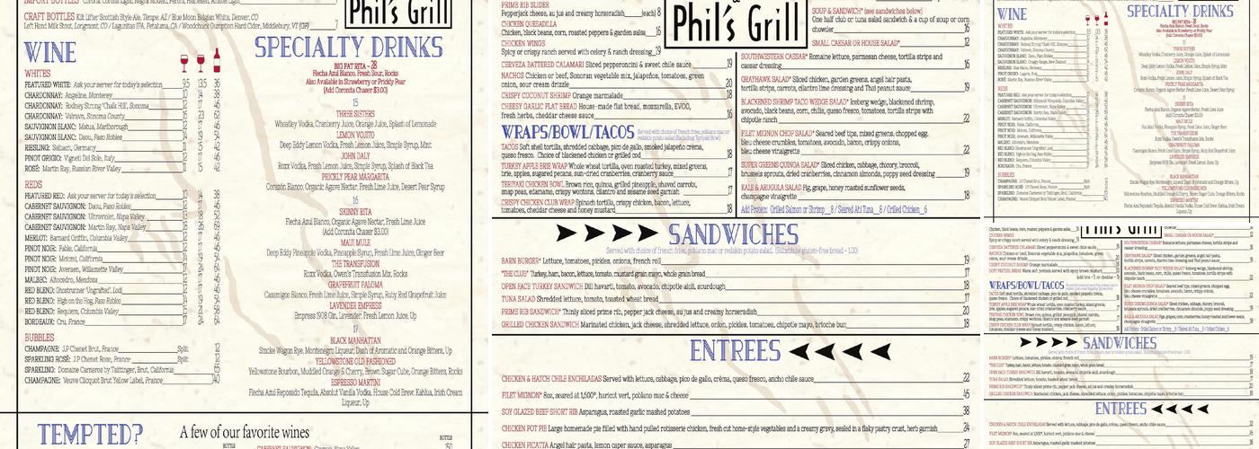 Phils Grill Menu