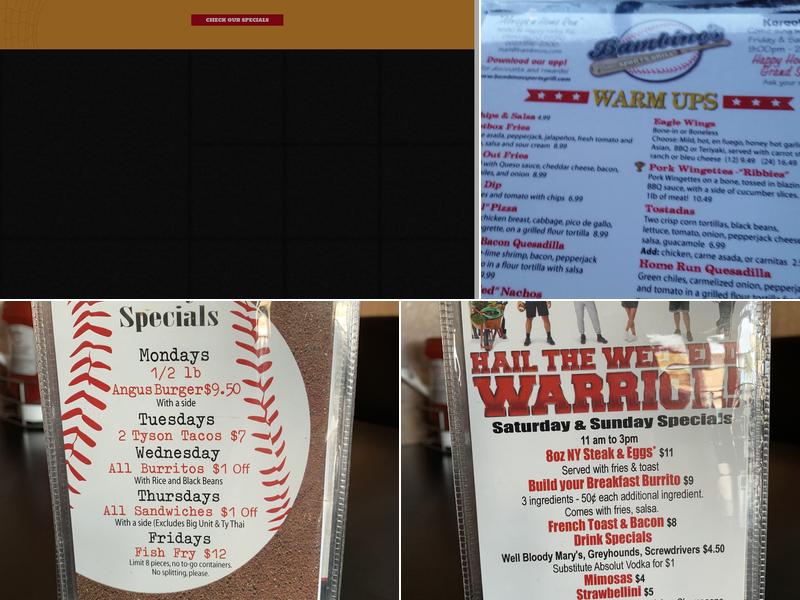 Bambino's Sports Grill Menu