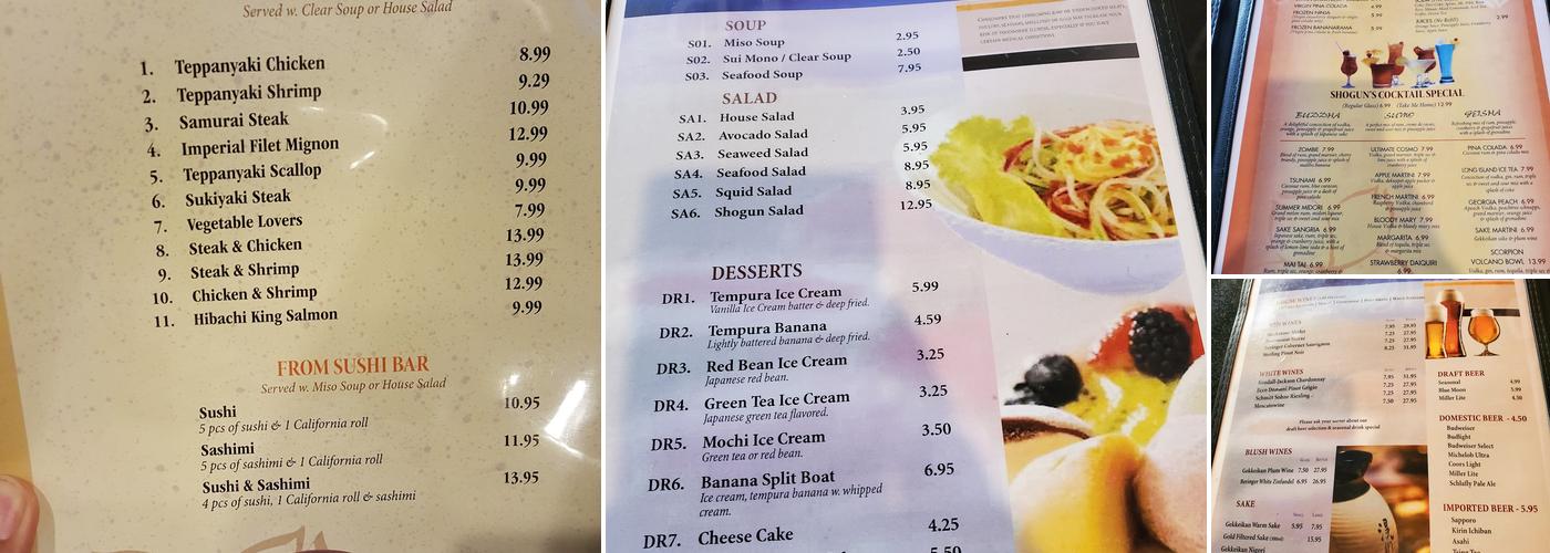 Shogun Steakhouse of Japan Fairview Heights IL Menu