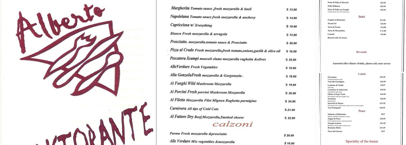 Alberto Ristorante Menu