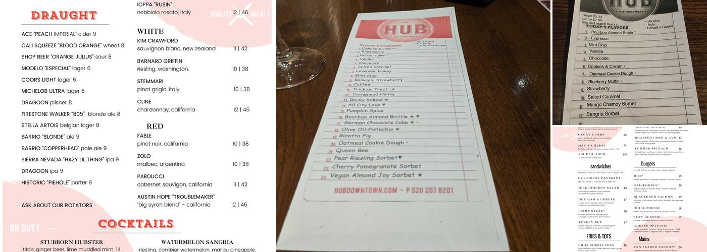 HUB Restaurant & Ice Creamery Menu