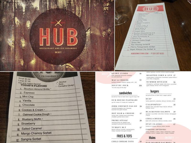 HUB Restaurant & Ice Creamery Menu