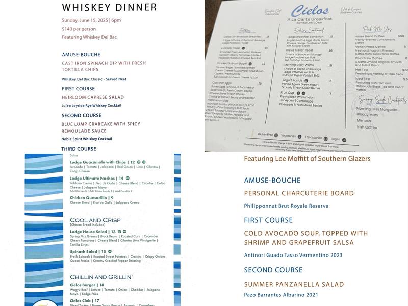Cielos Menu