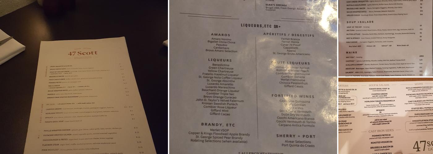 47 Scott and Scott & Co. Menu