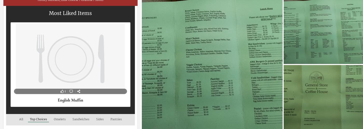 ARK Coffee House & Bistro Menu