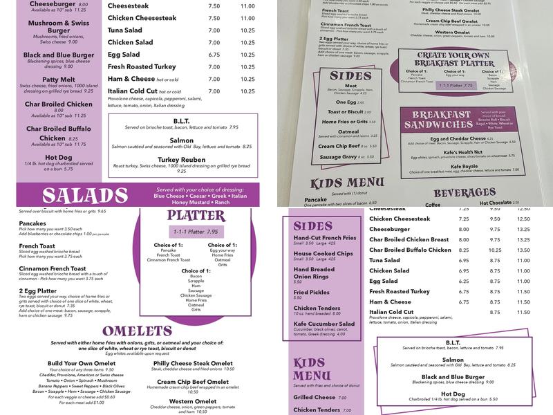 Kellyn's Kafe Menu