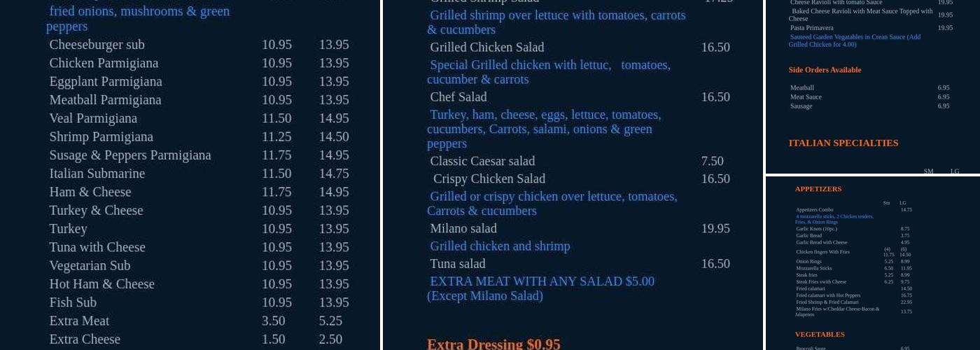Cafe Italiano Menu