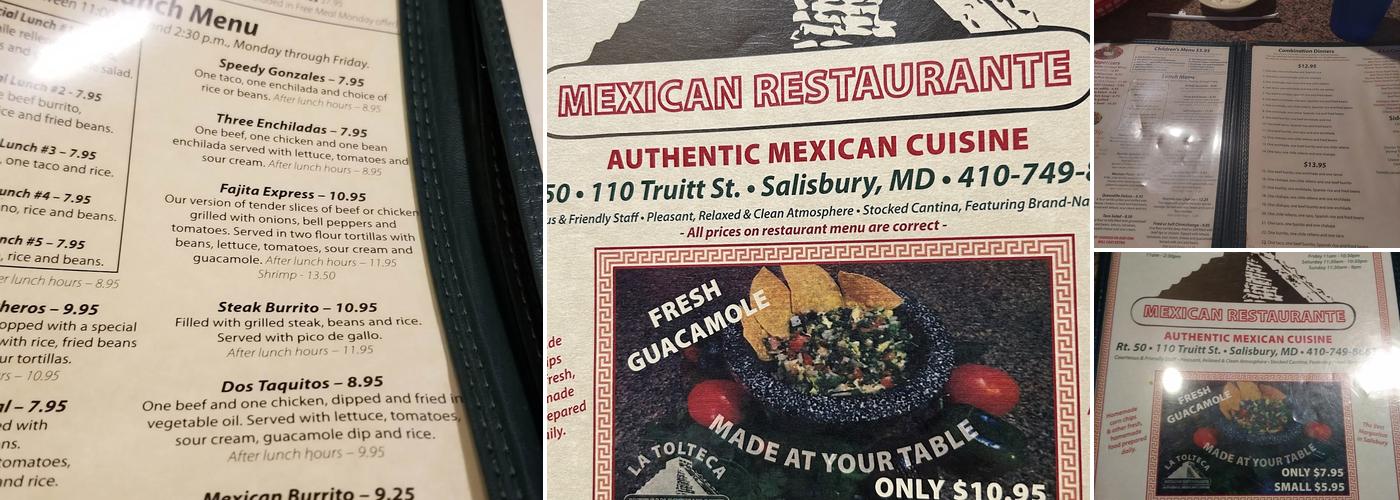 La Tolteca Mexican Restaurant Menu