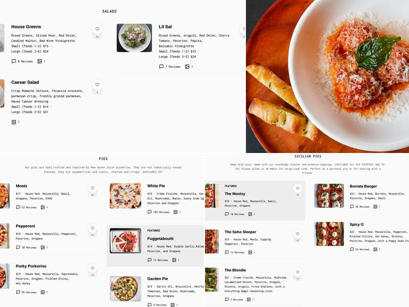 White Pie Menu
