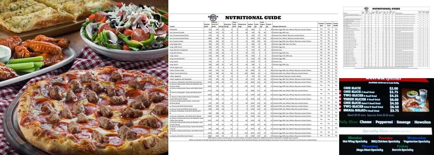 Barro's Pizza Menu