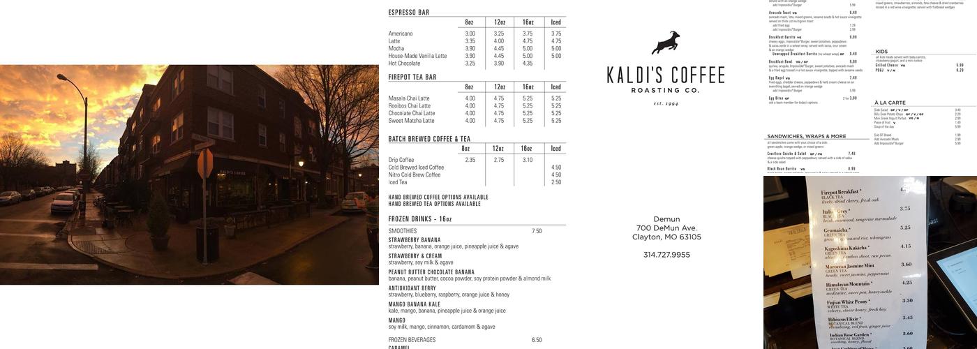 Kaldi’s Coffee Menu