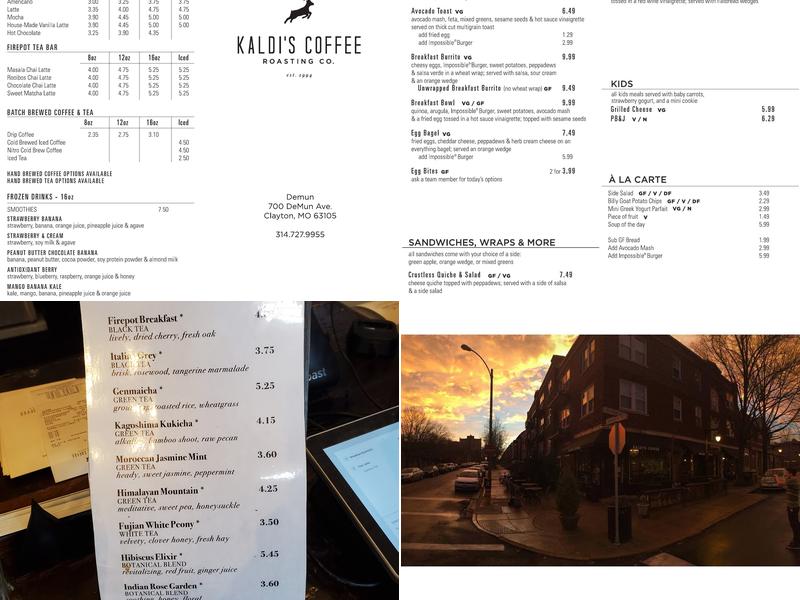 Kaldi’s Coffee Menu