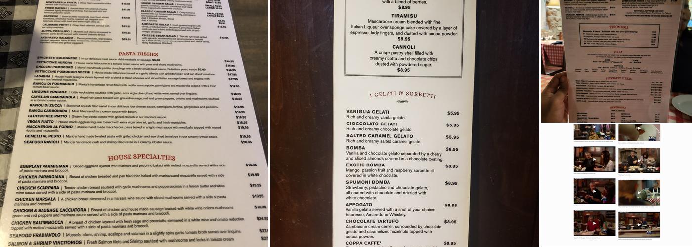 Vincitorio's Restaurant Menu