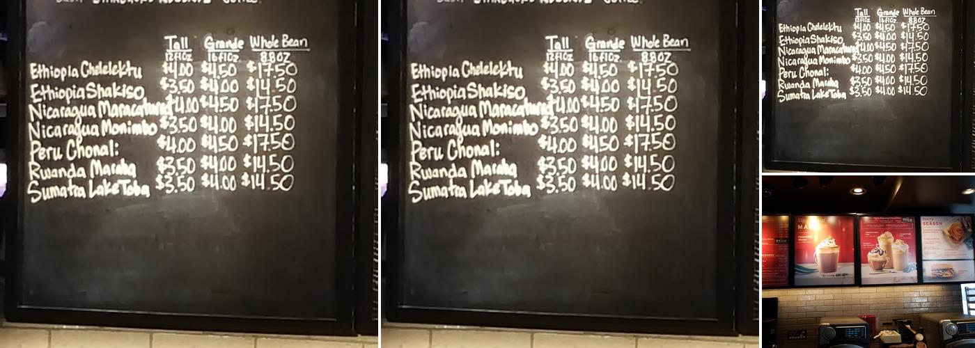 Starbucks Menu