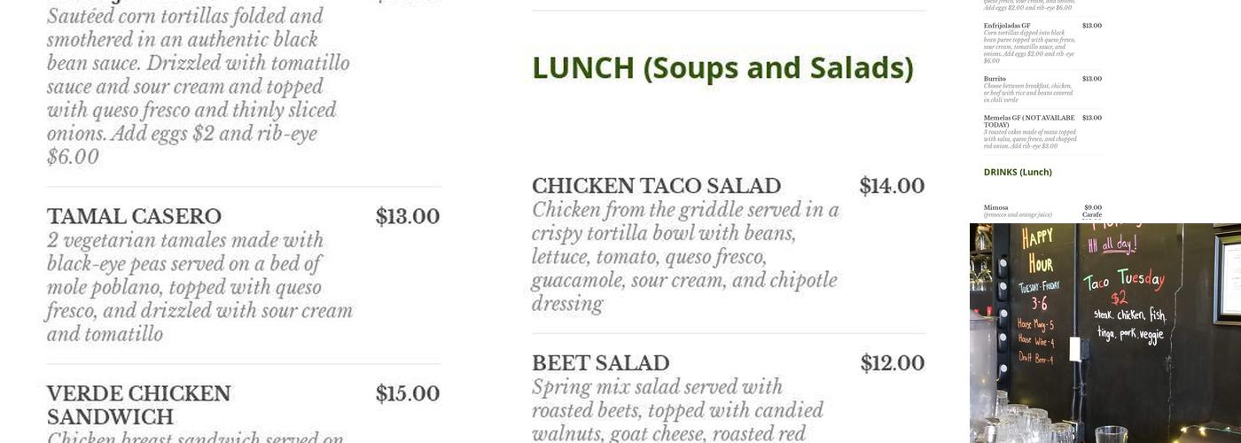 Chili Verde Menu