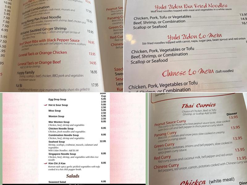 Wokano Asian Bistro Menu