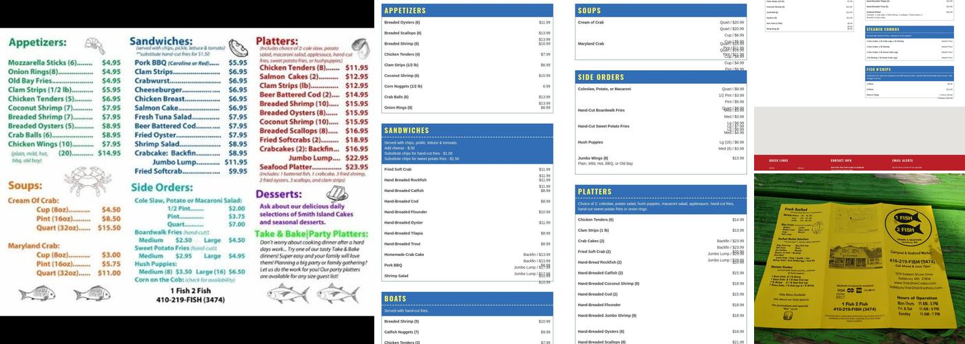 1 Fish 2 Fish Crabs & Seafood Menu