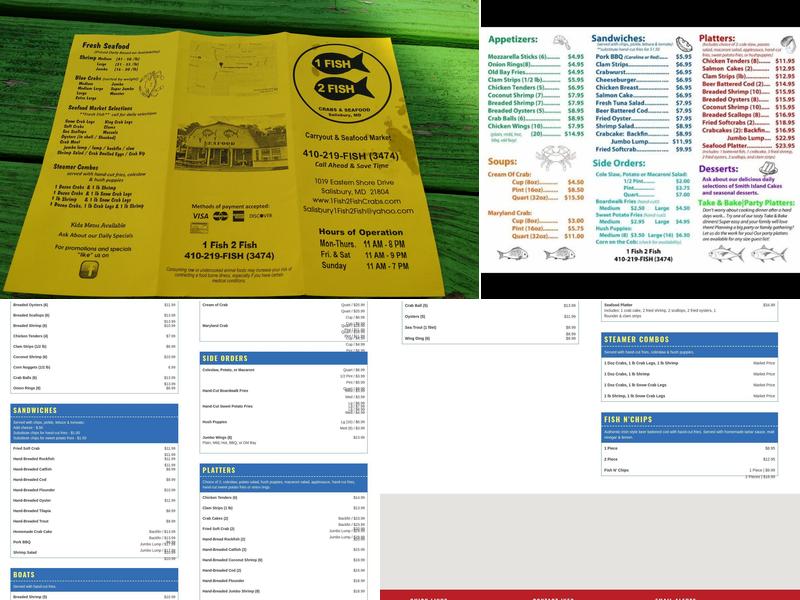 1 Fish 2 Fish Crabs & Seafood Menu