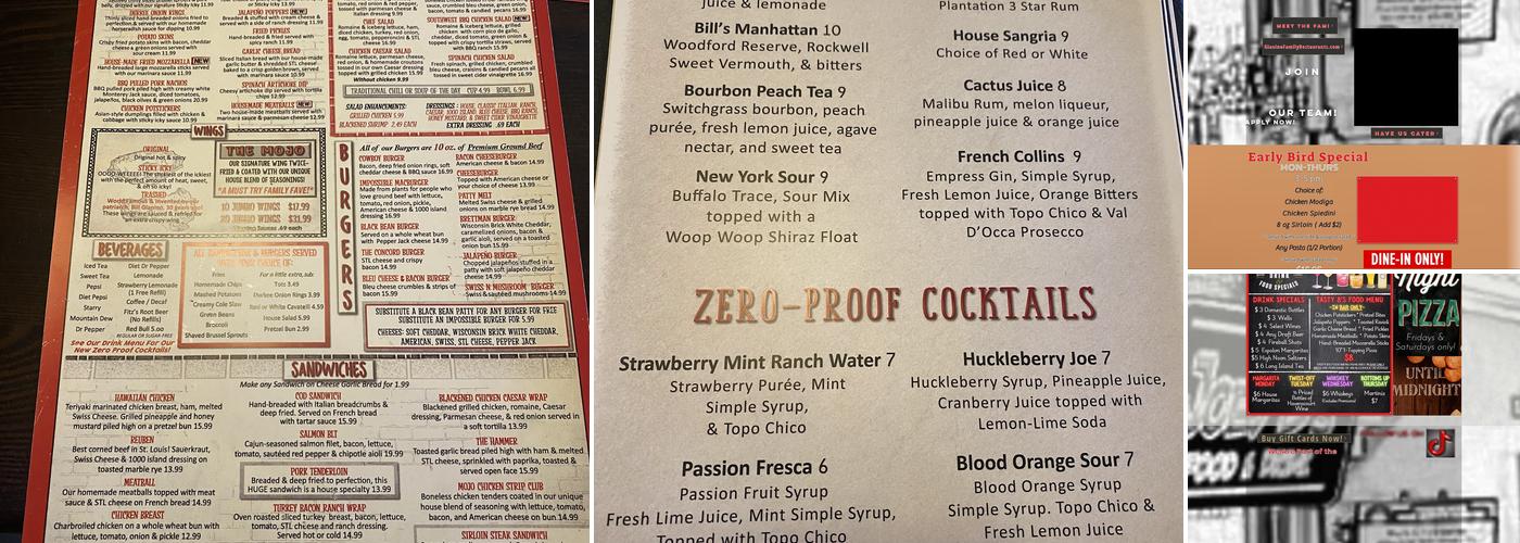 Joey B's Food & Drink Concord Menu